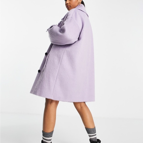 ASOS Design Smart Oversized Lilac Peacoat - Picture 4 of 9